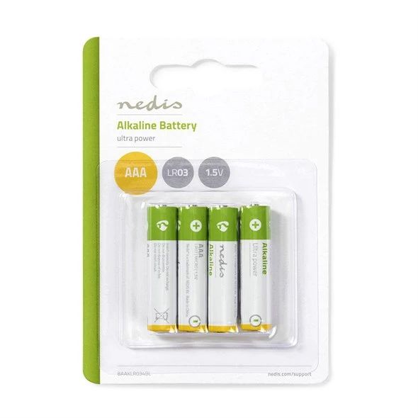 Levně Alkalická baterie AAA (LR03) NEDIS BAAKLR034BL - 4 ks