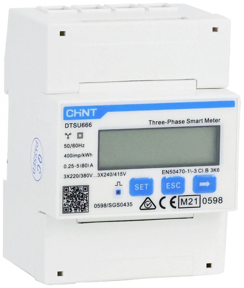 SOFAR Solar Třífázový digitální elektroměr Chint G DTSU666 3×230/400V 5(80)A RS485 4PMID